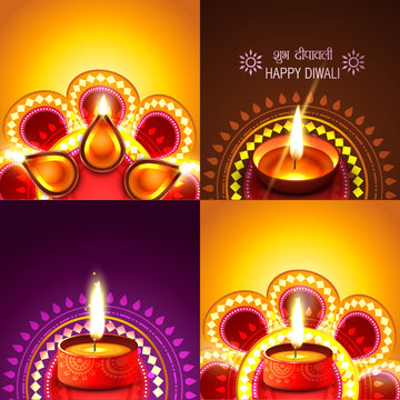 beautiful set of diwali background illustration