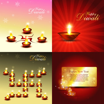 vector set of diwali background