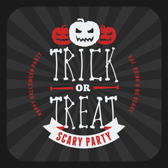 Fototapeta na wymiar Retro Happy Halloween Badge, Sticker, Label. Design Element for Greetings Card or Party Flyer. Vector Illustration
