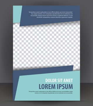 Magazine, flyer, brochure, cover layout design print template, blue vector Illustration