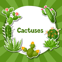 Cactuses and plants abstract natural background design