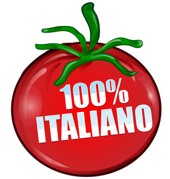 100% italian tomato isolated on white background