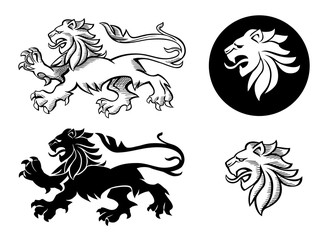 Heraldic lion silhouettes