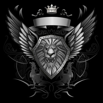 Roaring Lion Winged Shield Insignia