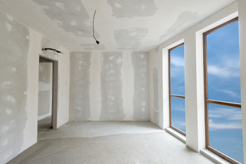 Unfinished building interior, white room (includes clipping path)