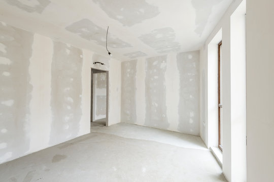 Unfinished Building Interior, White Room