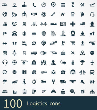 logistics 100 icons universal set