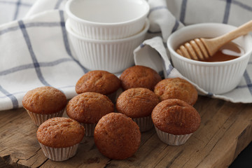banana cake and honey sweet pastries dessert still life closeup