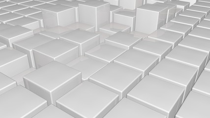 3d glossy white plastic cubes field background