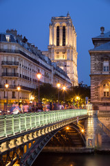 Fototapeta premium Pont d’Arcole and Notre Dame Cathedral, Ile de la Cite, Paris, France