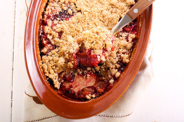 Plum crumble cake