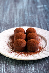 Homemade chocolate truffle candies