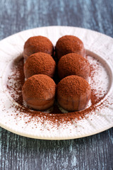 Homemade chocolate truffle candies