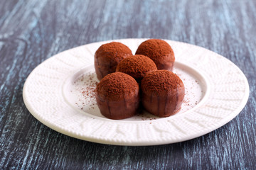 Homemade chocolate truffle candies