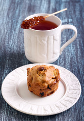 Apple, raisin  and walnut muffin