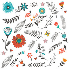 Elegant collection with flowers leaves and twigs