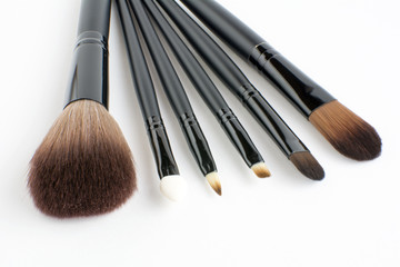 makeup brush set on white background