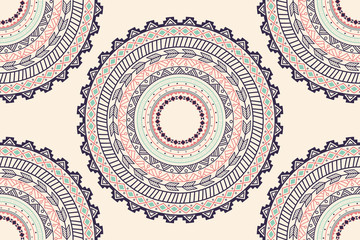 Ethnic Aztec circle ornament seamless pattern