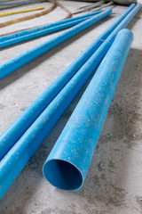 water pipes pvc plumbing in construction site building