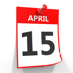 15 april calendar sheet with red pin.