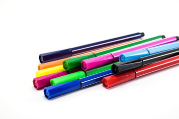 Group of color Pen on White Background