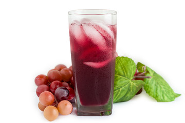 Grape Juice with Ice on White / Grape Juice with Ice / Grape Juice with Ice Isolated on White Background