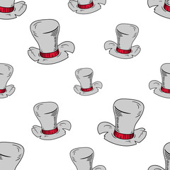 Seamless pattern with hats. Hand drawn sketch.