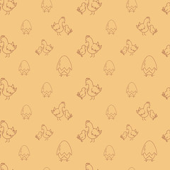 Seamless pattern with eggs and chickens