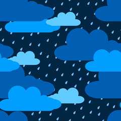 Clouds and rain seamless pattern