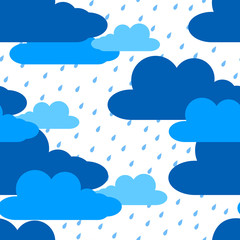 Clouds and rain seamless pattern