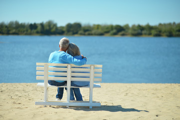 Fototapeta premium elderly couple rest at tropical resort
