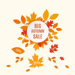 Autumn foliage vector sale banner. Can be used for flyers, banners or posters.