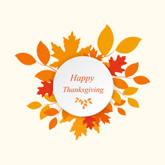 Happy Thanksgiving with autumn leaves vector