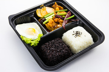 Thai food - deep fried fish in Tamarind sauce with steam rice