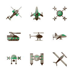 Unmanned robots flat color icons