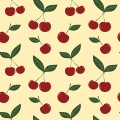 cute cherry seamless vector pattern background illustration