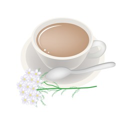 Cup of Tea with White Yarrow Blossoms