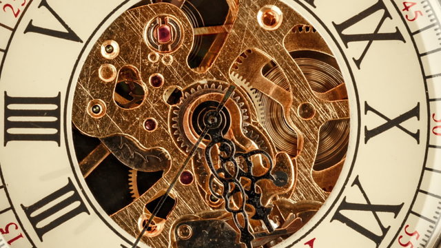 Antique clock dial close-up. Vintage pocket watch.