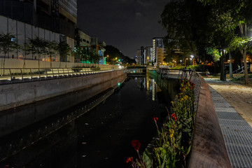 Naklejka premium Singapore night scenic illumination