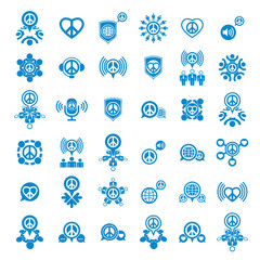 Peace earth and society unusual vector icons set, creative symbols