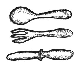 doodle knife, fork and spoon
