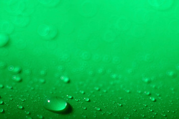 green background water drops blur