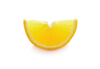 Slice of fresh orange isolated on white background