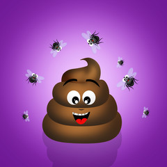 poop with flies