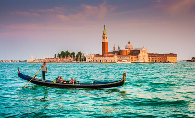 Gondola with San Giorgio Maggiore at sunset, Venice, Italy © JFL Photography