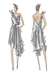 Sketch Fasion - A Woman with Gray Dress