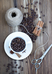 grains of coffee and spice