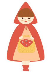 cute little red riding hood cartoon vector illustration