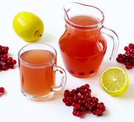 hot drink with a guelder-rose and a lemon