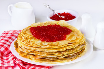 pancakes with red caviar